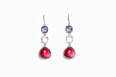 Avenue Chic Women's Three Drop Earrings In Pink In Red