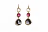 Avenue Chic Women's Three Drop Earrings In Purple In Gold