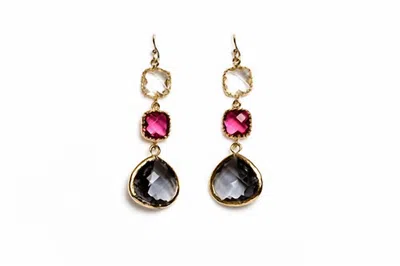 Avenue Chic Women's Three Drop Earrings In Purple In Gold