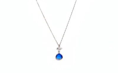 Avenue Chic Women's Tiny Orchid Drop Pendant Necklace In Blue In Metallic
