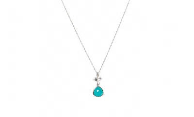 Avenue Chic Women's Tiny Orchid Drop Pendant Necklace In Turq In Blue