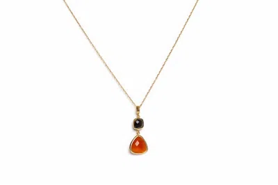Avenue Chic Women's Two Drop Orchid Triangle Necklace In Orange Black In Gold