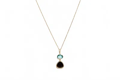 Avenue Chic Women's Two Drop Oval Orchid Necklace In Turq/brown In Black