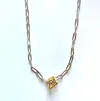 Avenue Chic Women's Two Tone Pyramid Long Necklace In Blue In Gold