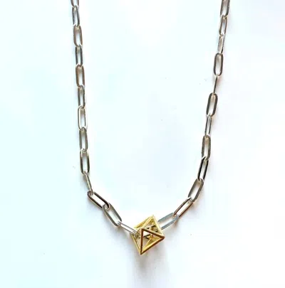 Avenue Chic Women's Two Tone Pyramid Long Necklace In Blue In Silver