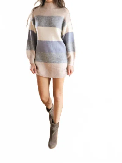 Avenue Hill Colorblock Kint Sweater Dress In Blush Combo In Multi