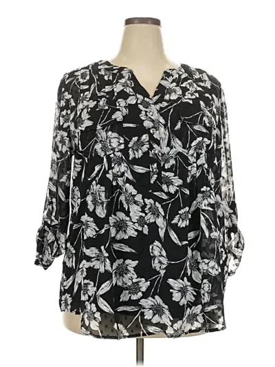 Pre-owned Avenue Long Sleeve Blouse In Black
