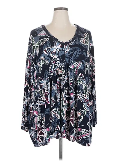 Pre-owned Avenue Long Sleeve Blouse In Blue