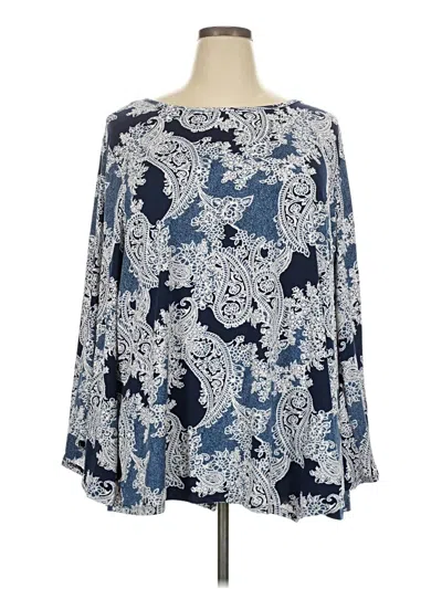 Pre-owned Avenue Long Sleeve Blouse In Blue