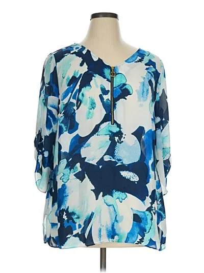 Pre-owned Avenue Long Sleeve Blouse In Blue