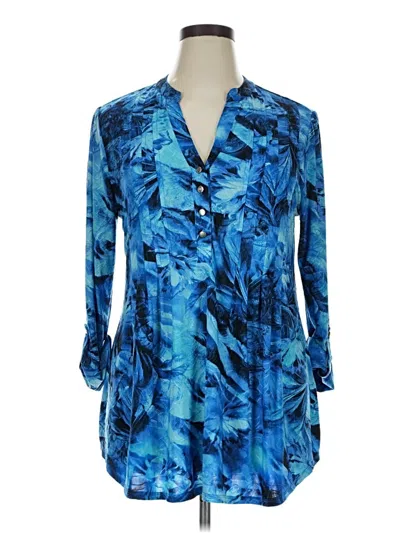 Pre-owned Avenue Long Sleeve Blouse In Blue