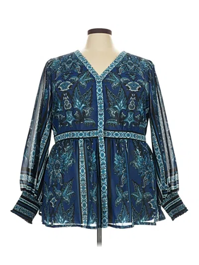 Pre-owned Avenue Long Sleeve Blouse In Blue