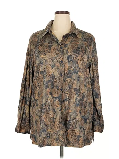 Pre-owned Avenue Long Sleeve Blouse In Brown