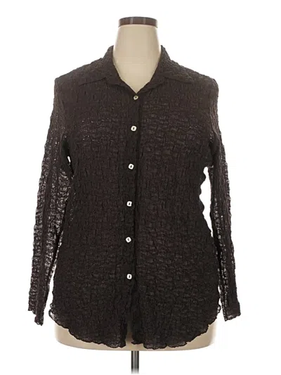 Pre-owned Avenue Long Sleeve Blouse In Brown