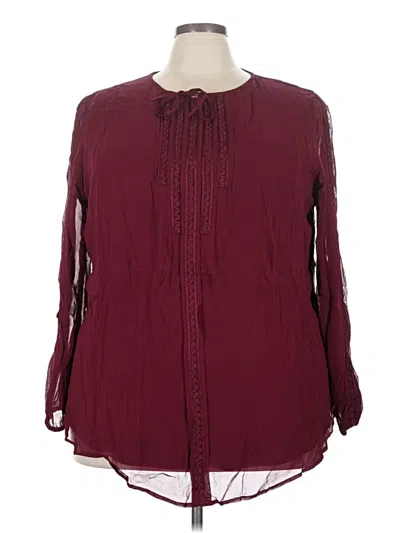 Pre-owned Avenue Long Sleeve Blouse In Burgundy
