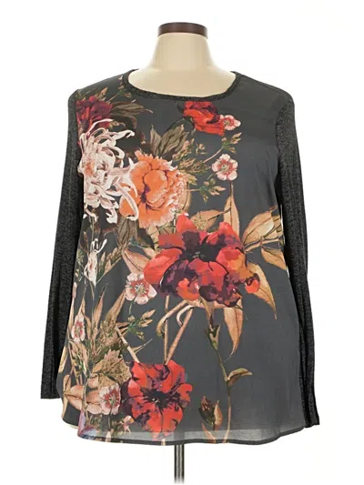 Pre-owned Avenue Long Sleeve Blouse In Gray