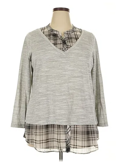 Pre-owned Avenue Long Sleeve Blouse In Gray