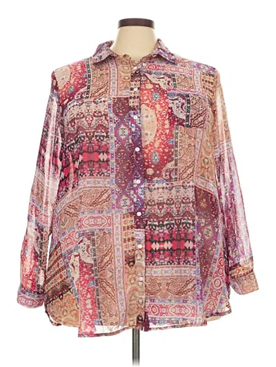 Pre-owned Avenue Long Sleeve Blouse In Purple