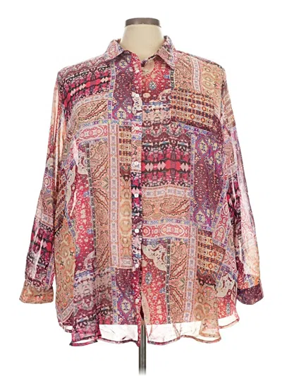 Pre-owned Avenue Long Sleeve Blouse In Red