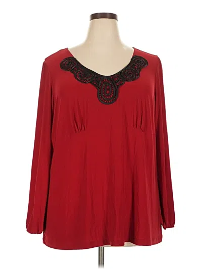 Pre-owned Avenue Long Sleeve Blouse In Red