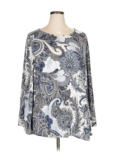 Pre-owned Avenue Long Sleeve Blouse In Silver