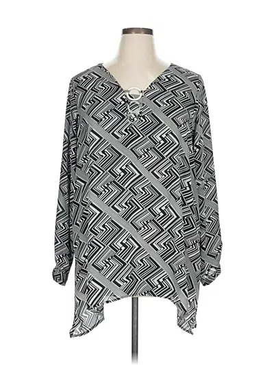 Pre-owned Avenue Long Sleeve Blouse In Silver