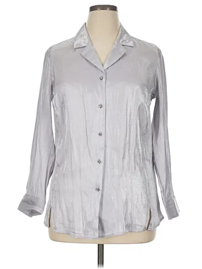 Pre-owned Avenue Long Sleeve Blouse In Silver