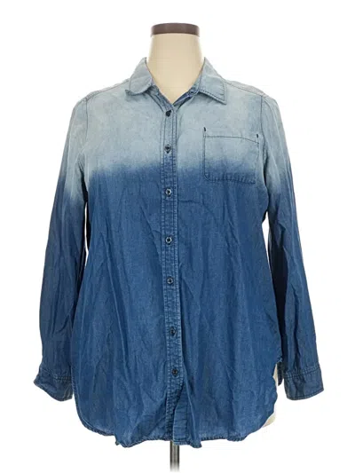 Pre-owned Avenue Long Sleeve Button Down Shirt In Blue