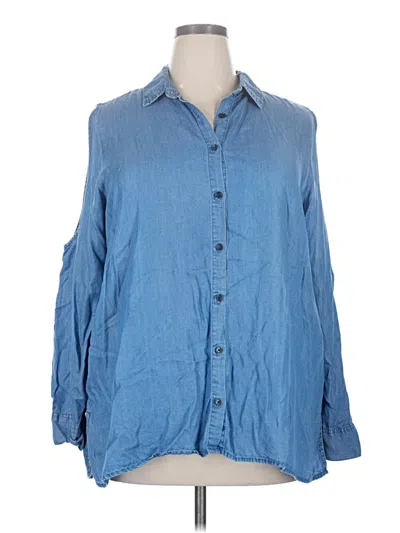 Pre-owned Avenue Long Sleeve Button Down Shirt In Blue