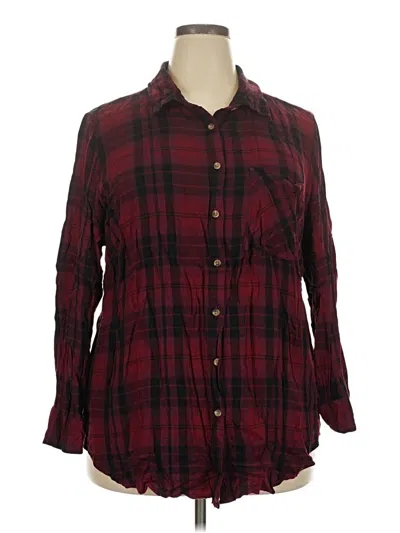 Pre-owned Avenue Long Sleeve Button Down Shirt In Burgundy