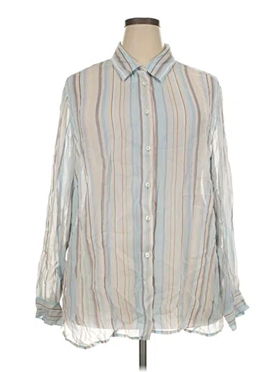 Pre-owned Avenue Long Sleeve Button Down Shirt In Silver