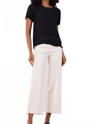 Avenue Montaigne Alex Ankle Wide Leg Pants In White Denim
