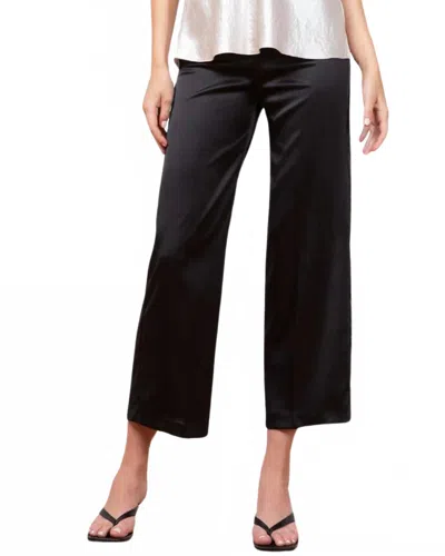 Avenue Montaigne Alex Pull On Wide Leg Pants In Liquid Satin Black