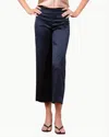 Avenue Montaigne Alex Satin Wide Leg Pants In Liquid Satin Navy In Black