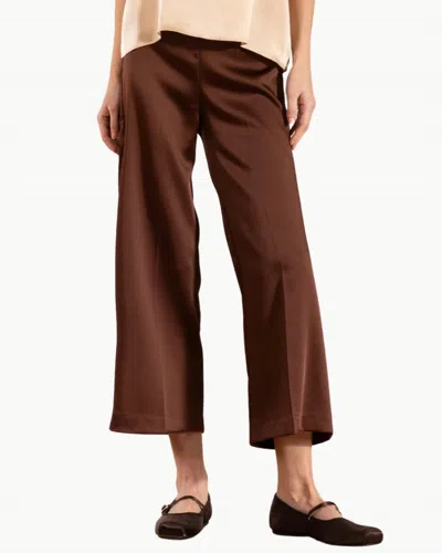 Avenue Montaigne Alex Wide Leg Pants In Liquid Satin Brown