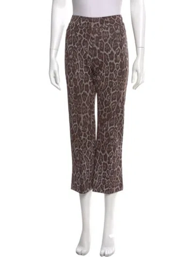Pre-owned Avenue Montaigne Animal Print Wide Leg Pants In Brown