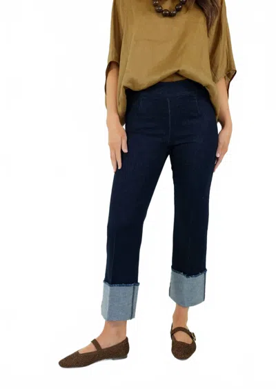 Avenue Montaigne Bonnie Straight Leg Pant In Dark Denim In Blue