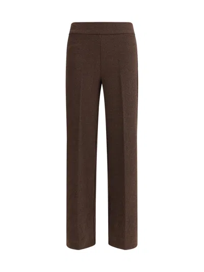 Avenue Montaigne Bouclé Trousers In Brown