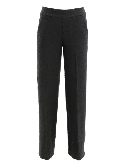 Avenue Montaigne Carla Textured Straight Trousers In Black
