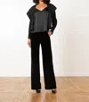 Avenue Montaigne Carla Velvet Palazzo Pants In Black In Black
