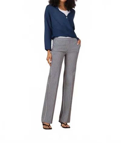 Avenue Montaigne Castel Bistro Stripe Seersucker Pant In Denim In Blue