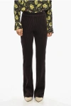 Avenue Montaigne Corduroy Bootcut Pants With Elastic Waistband In Brown