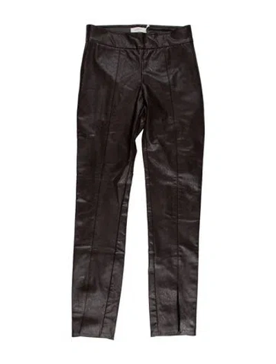 Pre-owned Avenue Montaigne Faux Leather Skinny Leg Pants In Brown