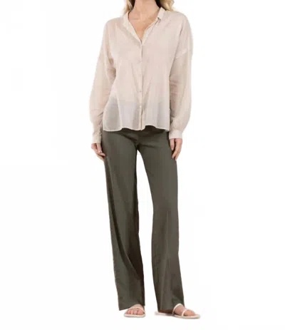 Avenue Montaigne Flavia Linen Palazzo-style Pants In Olive In Green
