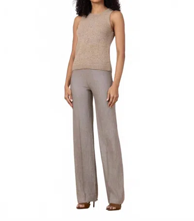 Avenue Montaigne Flavia Linen Pants In Melange Mushroom In Brown
