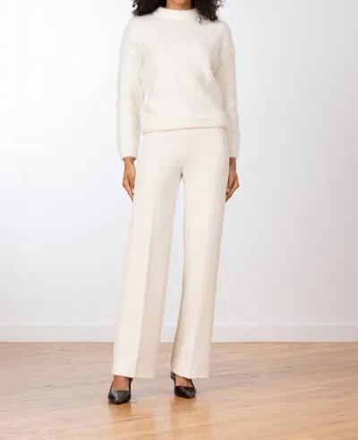 Avenue Montaigne Flavia Long Wide Leg Pants In Winter White Boucle