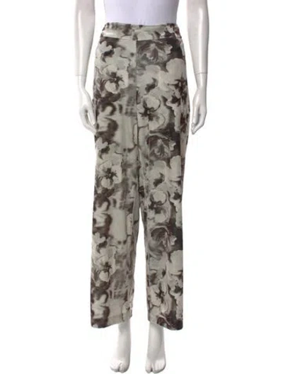 Pre-owned Avenue Montaigne Floral Print Wide Leg Pants W/ Tags In Green