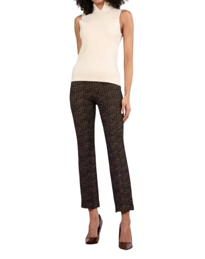 Avenue Montaigne Glitz Crop Flare Pant In Brown Multi Boucle In Animal Print