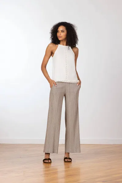 Avenue Montaigne Grace Linen Pant In Solar Mushroom In Brown