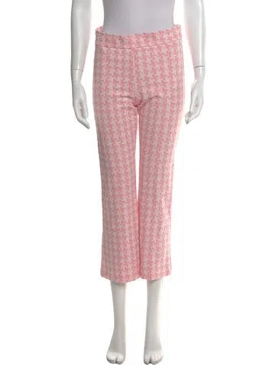 Pre-owned Avenue Montaigne Houndstooth Print Straight Leg Pants In Pink